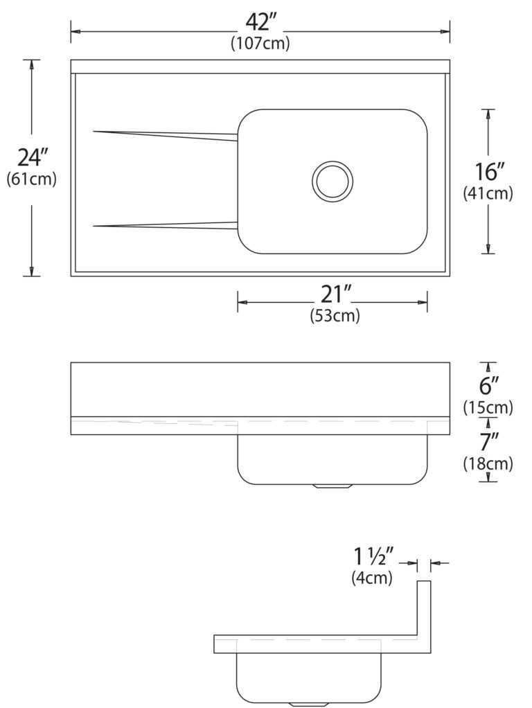 Drainboard Sink Countertop 8500/316L Novanni Stainless Inc.